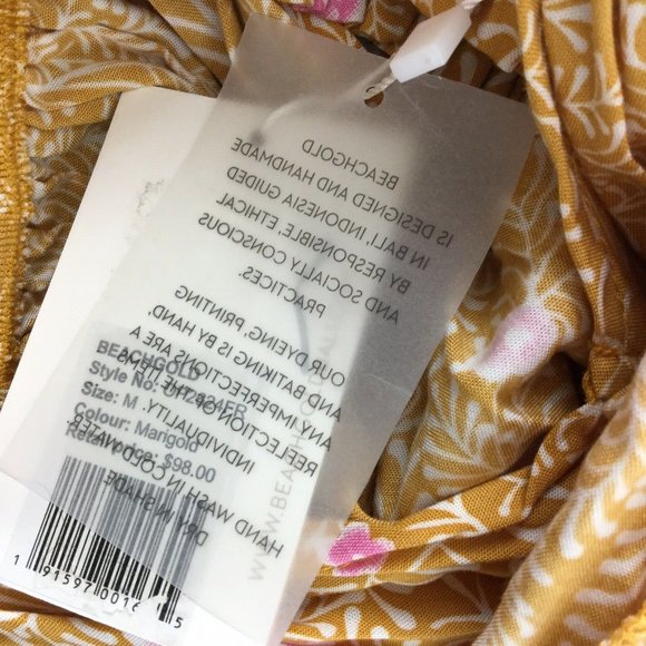 Beachgold Dress Bali Floral Tiered Ruffle Marigold - Picture 10 of 11